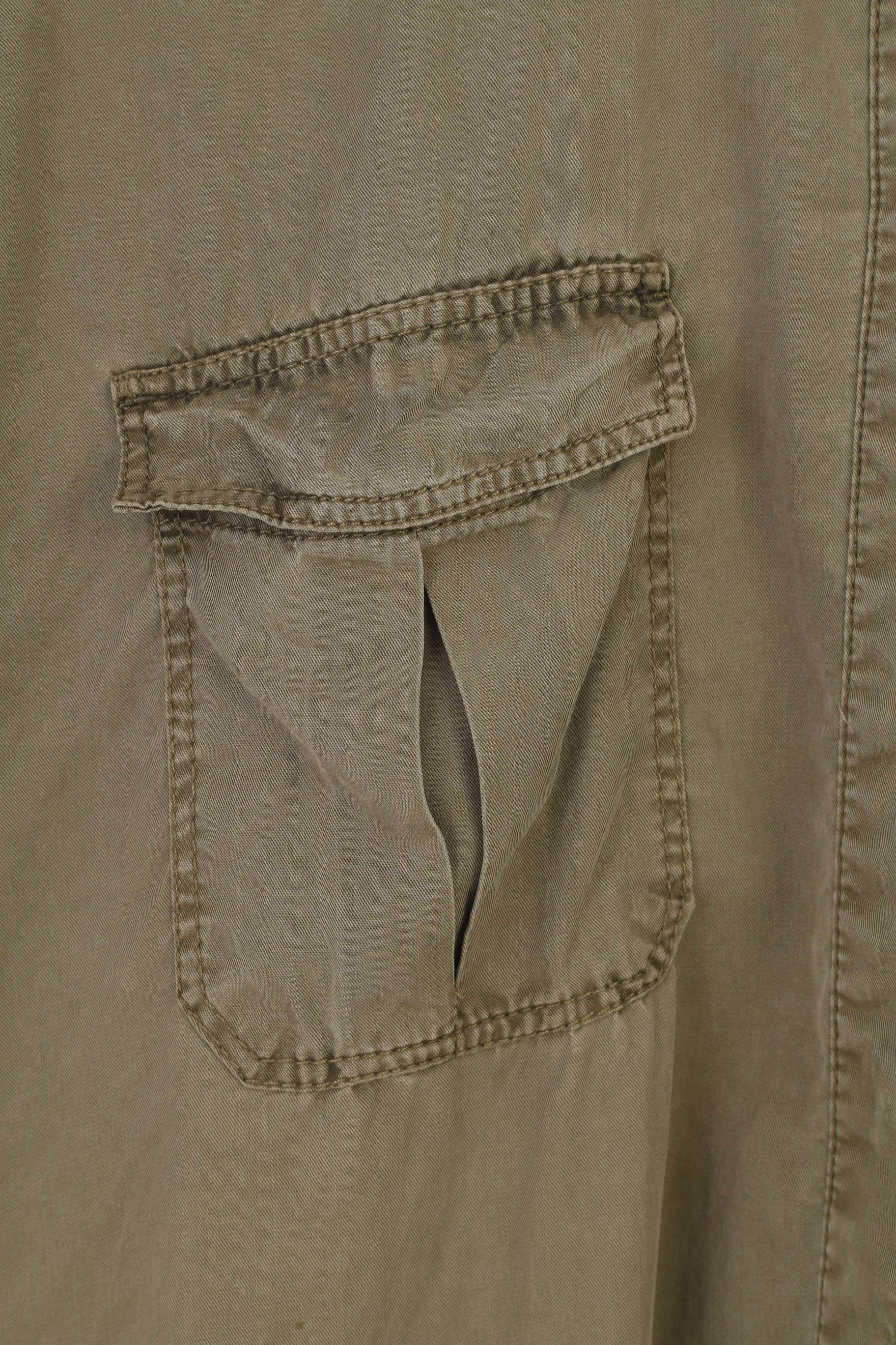 H&M Woman 40 L Dress Khaki Bottoms Collar Short Sleeve Vintage