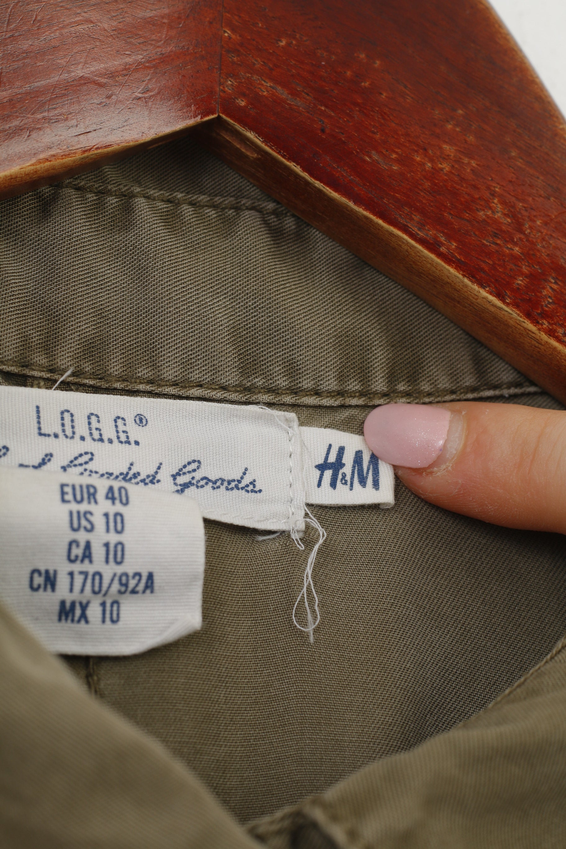 H&M Woman 40 L Dress Khaki Bottoms Collar Short Sleeve Vintage