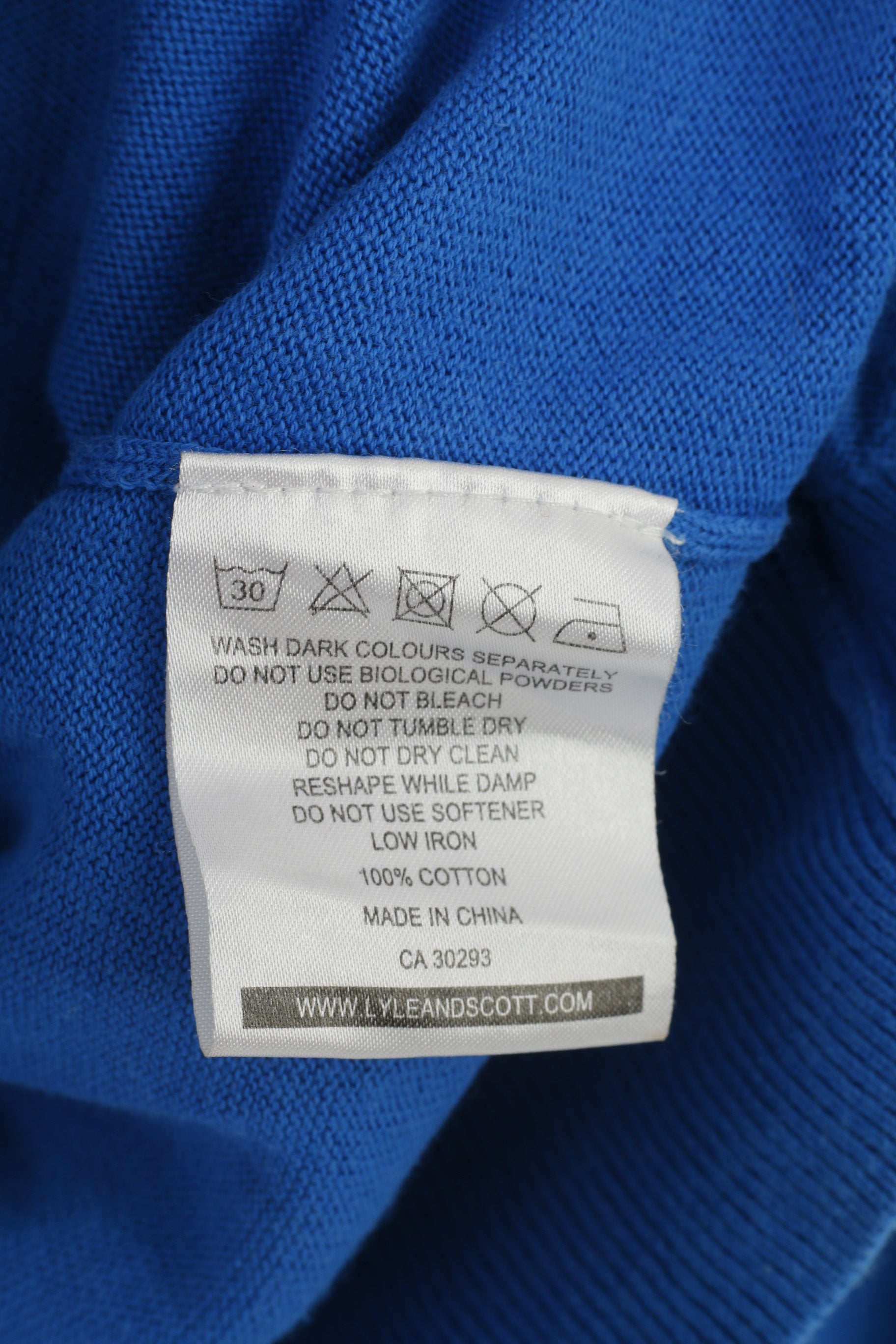 Lyle &amp; Scott Uomo M Maglione con scollo a V Blu Logo Scozia Maglia a maniche lunghe in cotone