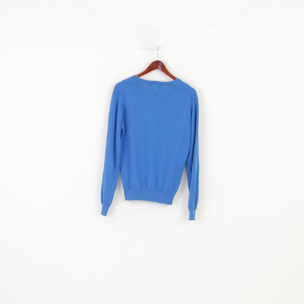 Lyle &amp; Scott Uomo M Maglione con scollo a V Blu Logo Scozia Maglia a maniche lunghe in cotone