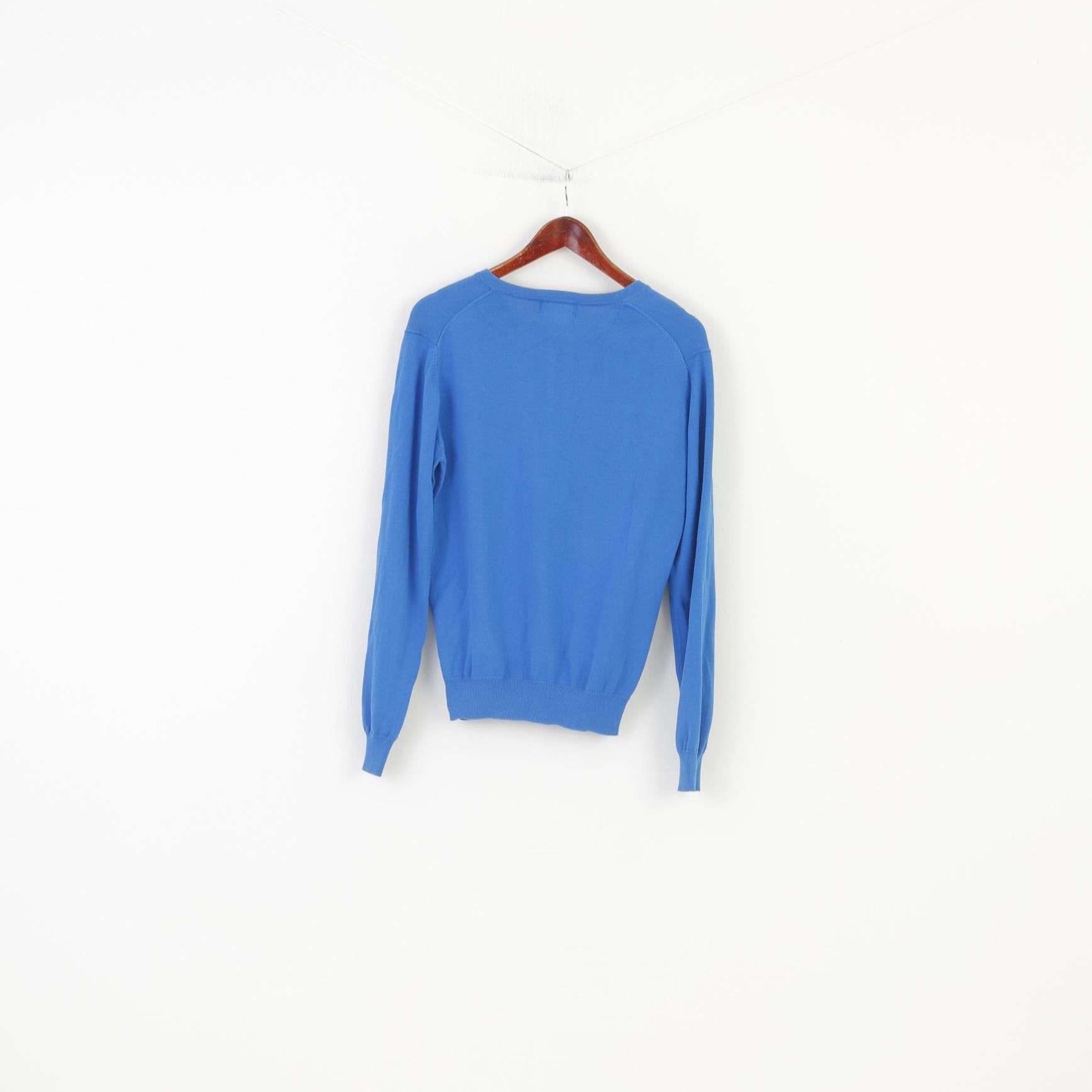 Lyle &amp; Scott Uomo M Maglione con scollo a V Blu Logo Scozia Maglia a maniche lunghe in cotone