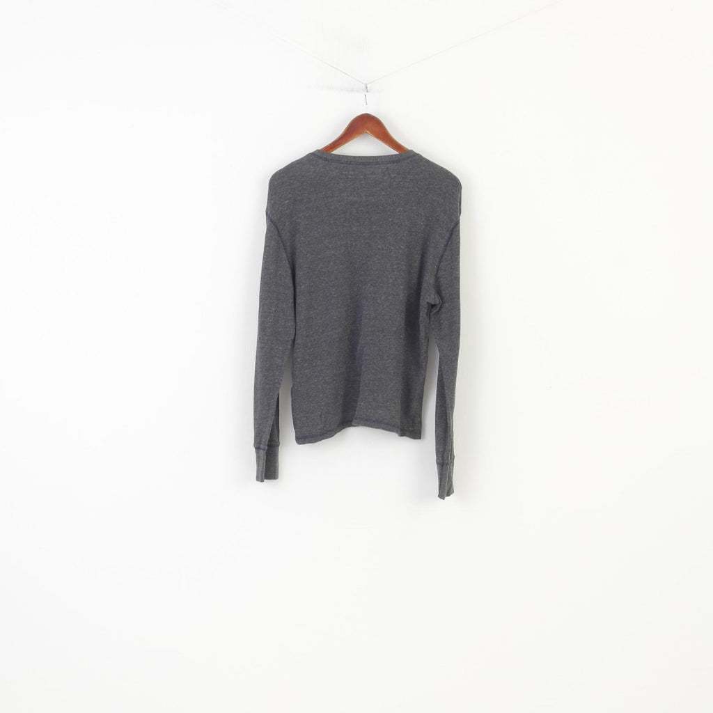 Rugged & Refined Men L Longsleeve Navy Authentic Cotton Vintage Stretch  Top