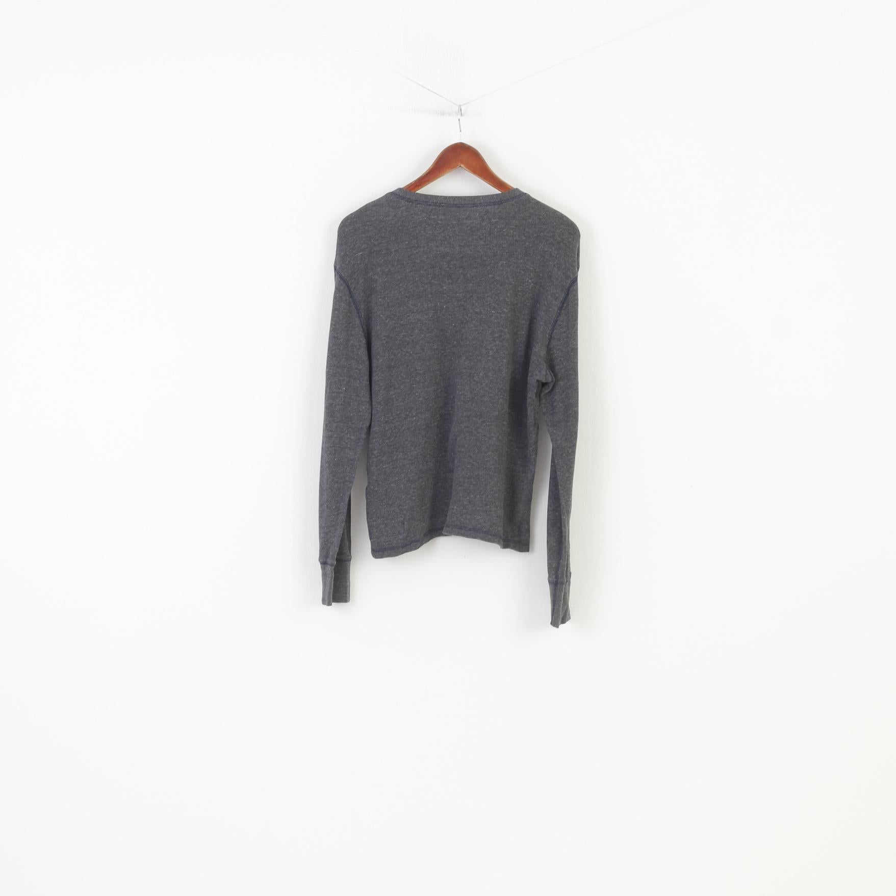 Rugged & Refined Men L Longsleeve Navy Authentic Cotton Vintage Stretch  Top