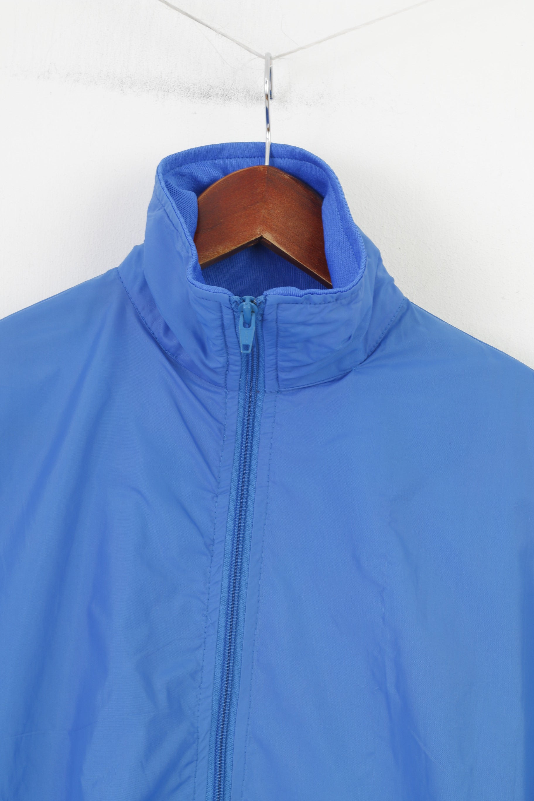 Giacca vintage da uomo L. Top blu in nylon sportivo con cerniera intera