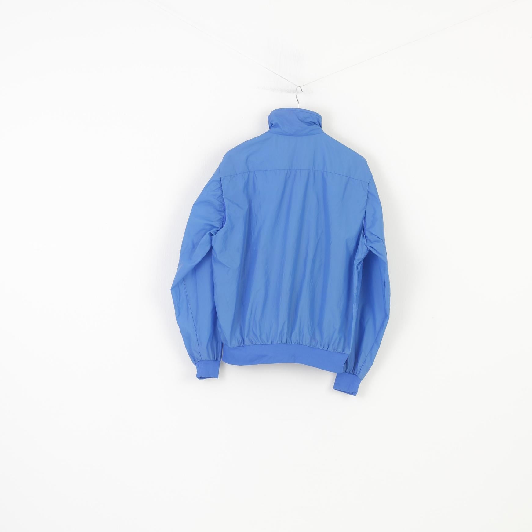 Giacca vintage da uomo L. Top blu in nylon sportivo con cerniera intera
