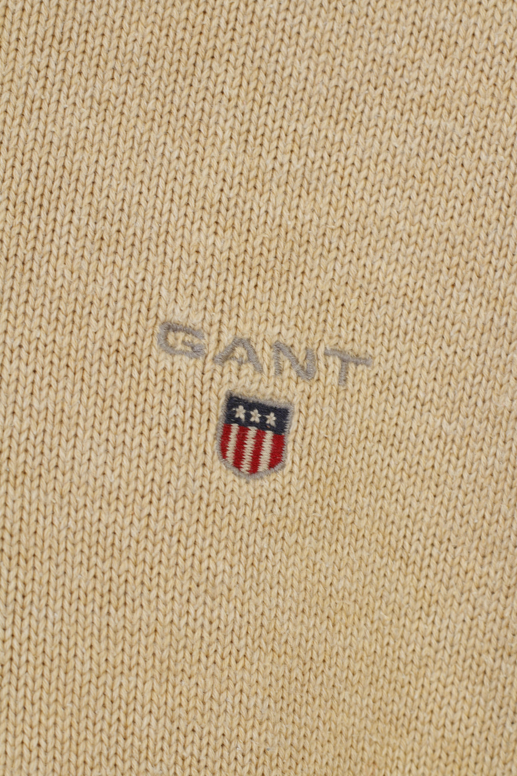Gant Men L Jumper Beige Coton Col V Manches Longues Classique Vintage Top