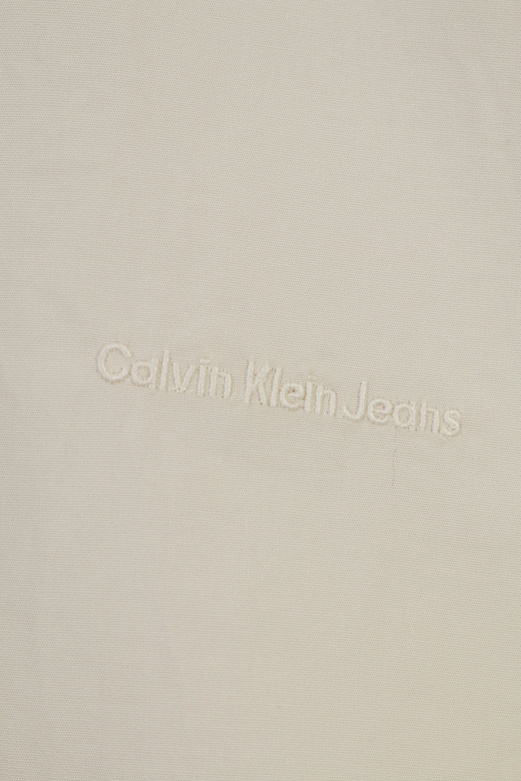 Calvin Klein Jeans Men XL Casual Shirt Cream Long Sleeve Collar Cotton Classic Top