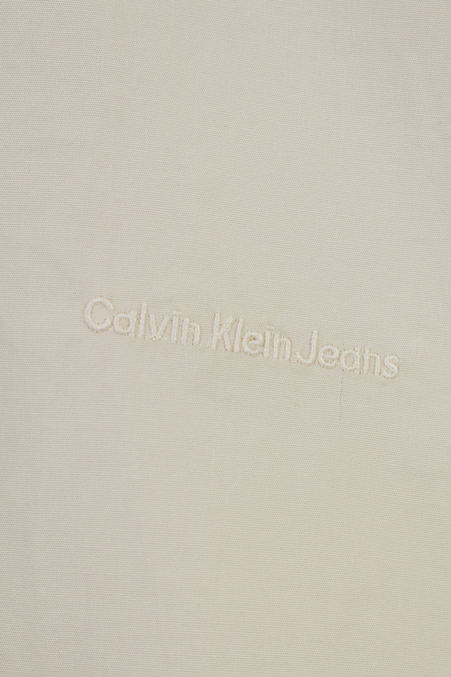 Calvin Klein Jeans Men XL Casual Shirt Cream Long Sleeve Collar Cotton Classic Top