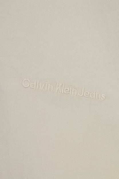 Calvin Klein Jeans Uomo XL Camicia casual Crema a maniche lunghe colletto in cotone Top classico