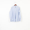 Joseph Turner Men 37 Casual Shirt Striped Blue Long Sleeve Collar Cotton Cufflinks Classic Top
