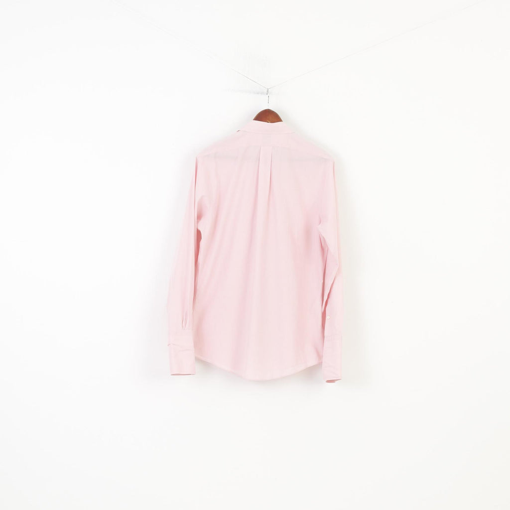 Brooks Brothers Men 34 15 1/2 L Casual Shirt Pink Long Sleeve Collar Fit Cotton Cufflinks Classic Top