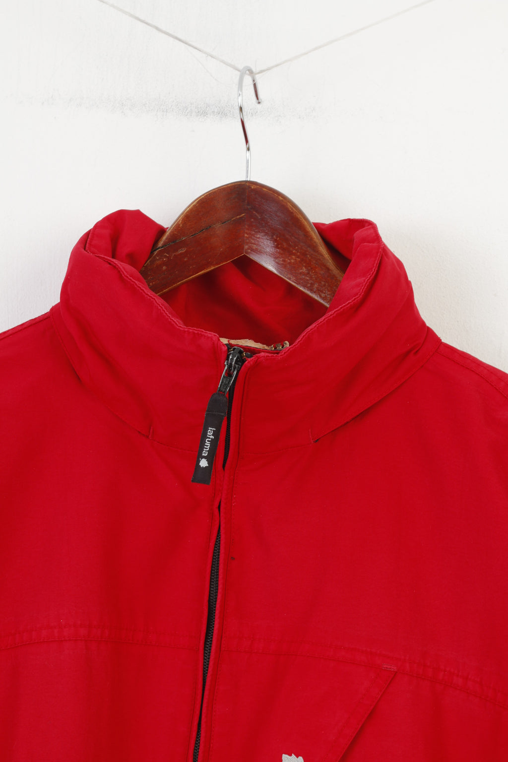 Lafuma Men M Jacket Red Full Zipper Hood Polyamid Vintage Top