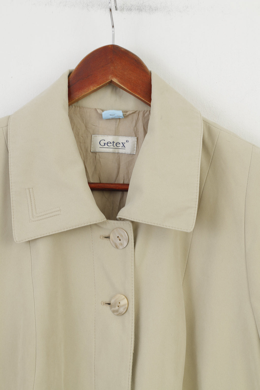 Getex Woman 46 XL Coat Cream Bottoms Collar Long Vintage Top