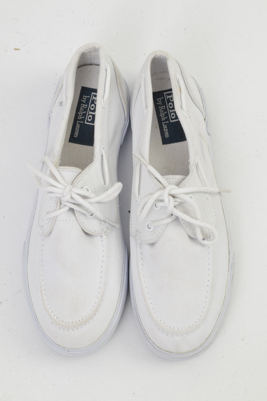 Polo by Ralph Lauren Men 9.5 44 Shoes White Cotton Sneakers Laces