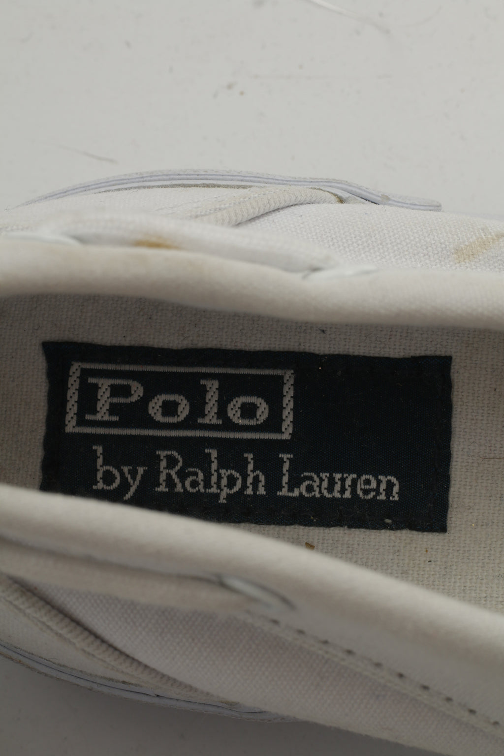 Polo by Ralph Lauren Men 9.5 44 Shoes White Cotton Sneakers Laces