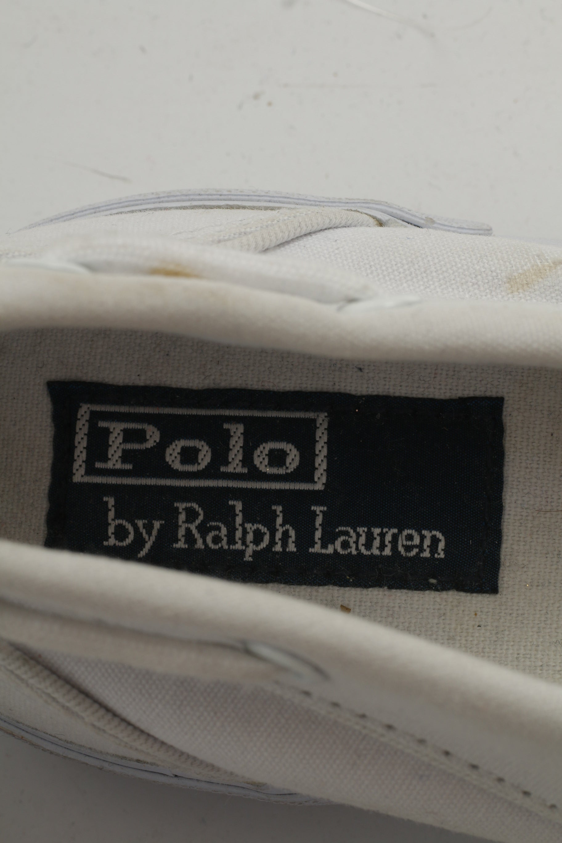 Polo by Ralph Lauren Men 9.5 44 Shoes White Cotton Sneakers Laces