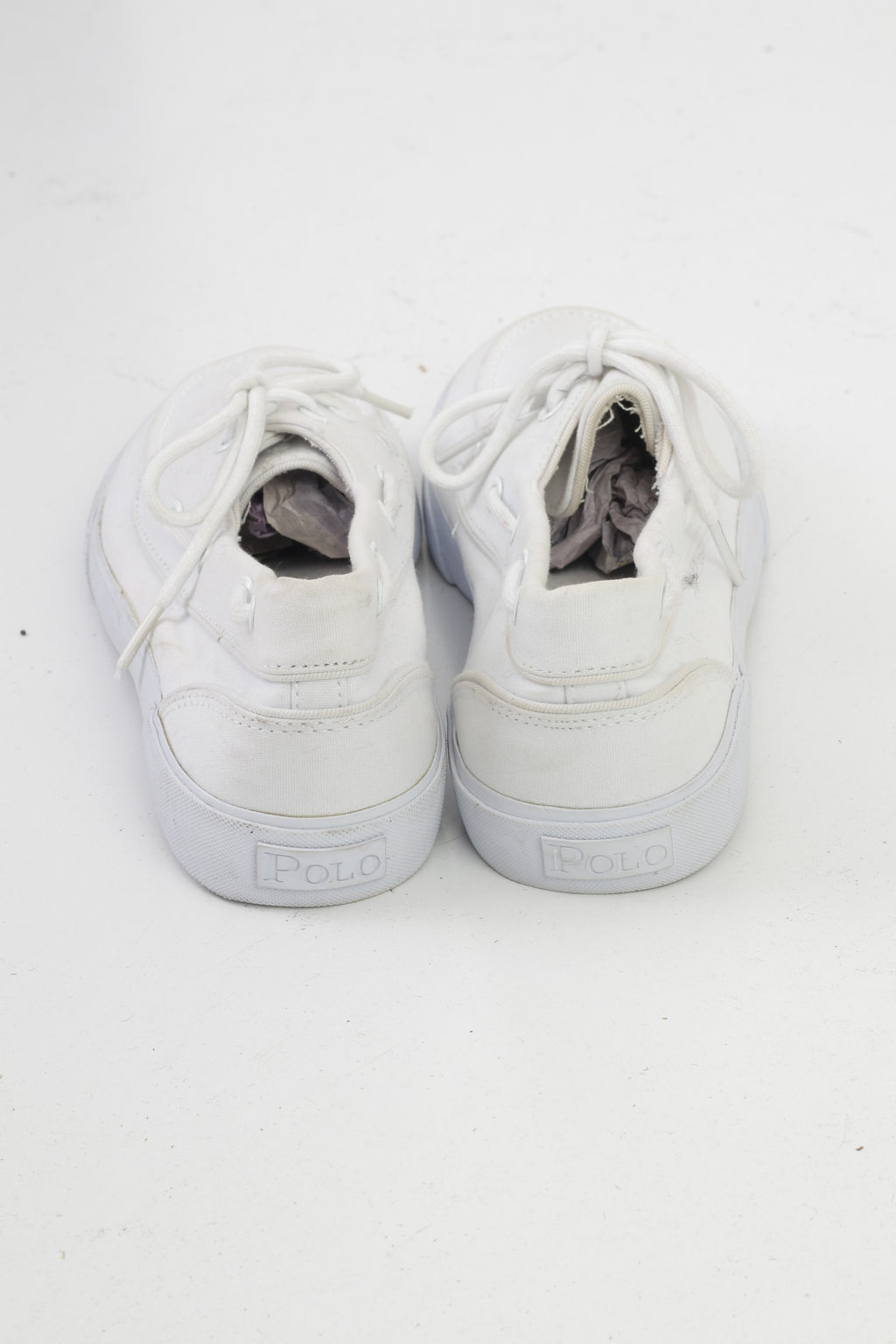 Polo by Ralph Lauren Men 9.5 44 Shoes White Cotton Sneakers Laces