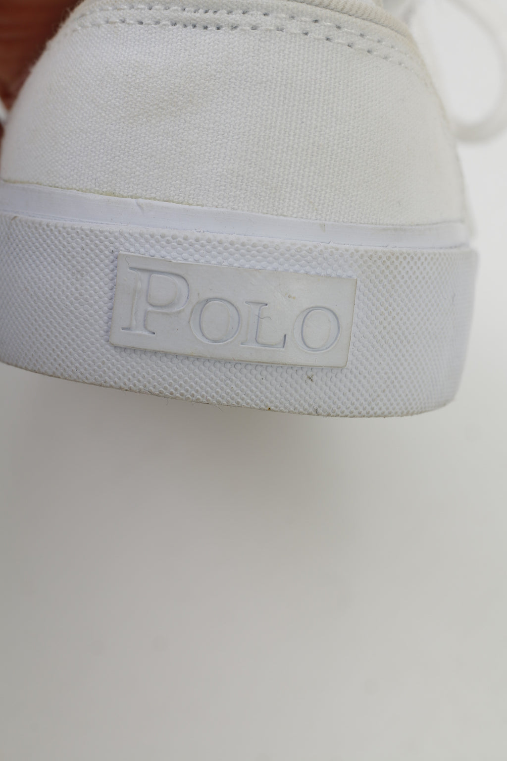 Polo by Ralph Lauren Men 9.5 44 Shoes White Cotton Sneakers Laces