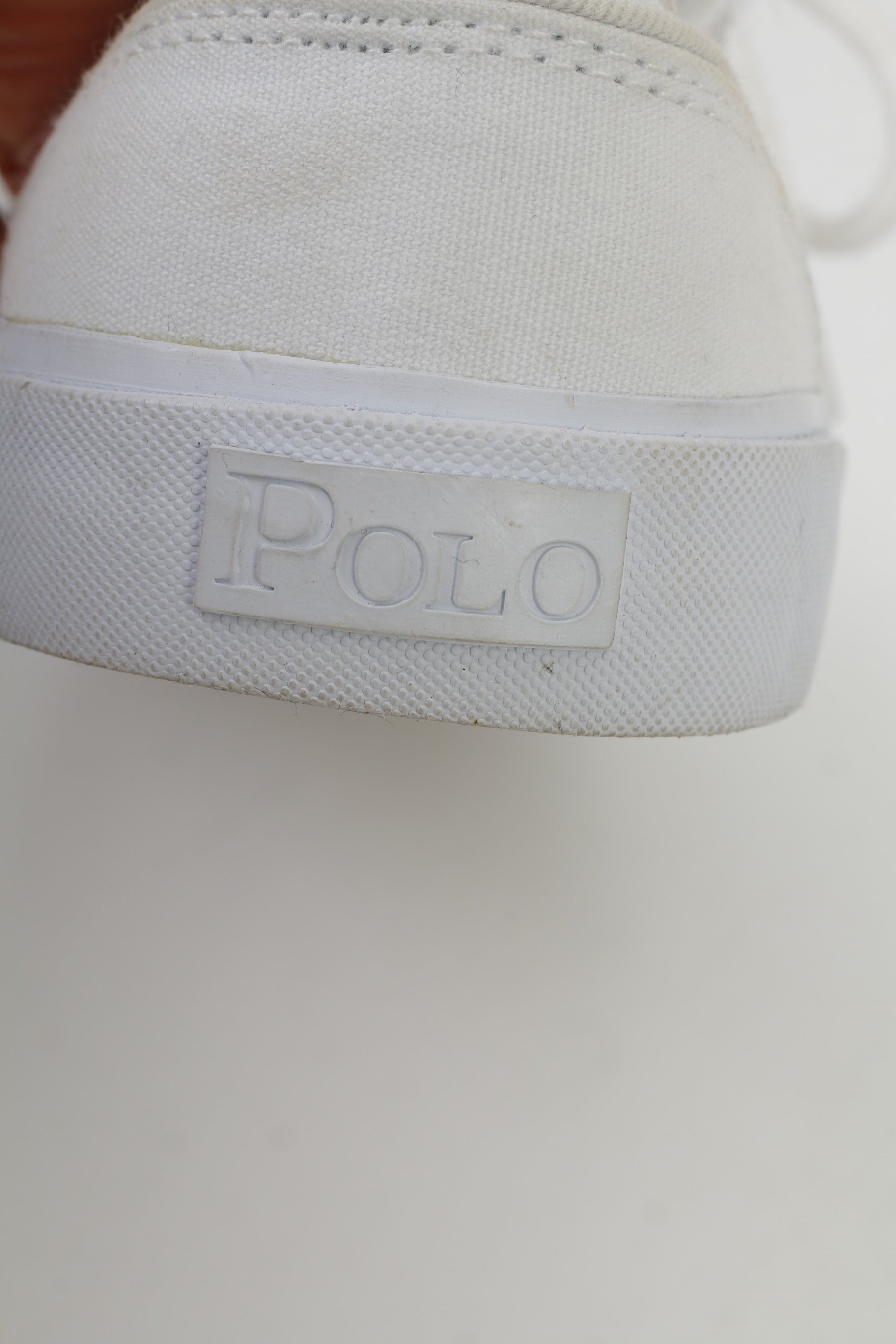 Polo by Ralph Lauren Men 9.5 44 Shoes White Cotton Sneakers Laces