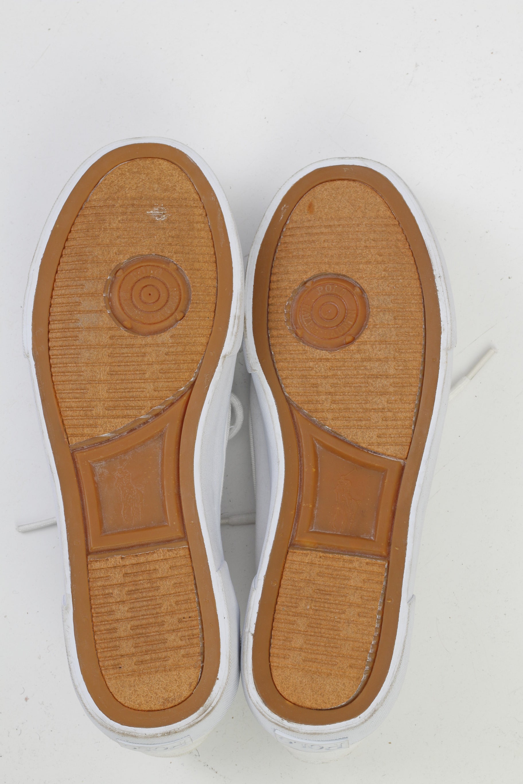 Polo by Ralph Lauren Men 9.5 44 Shoes White Cotton Sneakers Laces