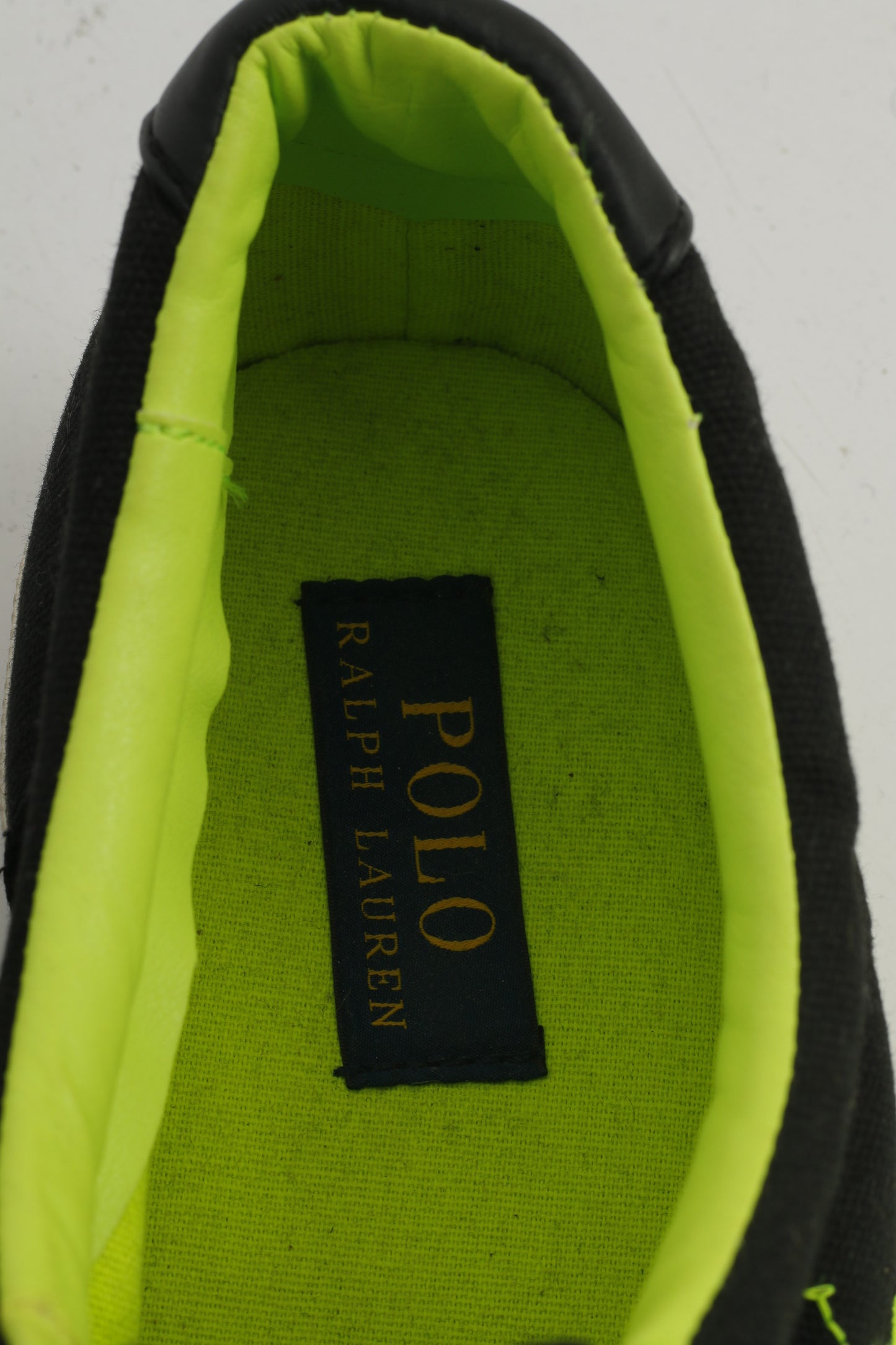 NOUVEAU Polo Ralph Lauren Hommes 15 50 Chaussures Entraînement Noir Sans Lacets Baskets