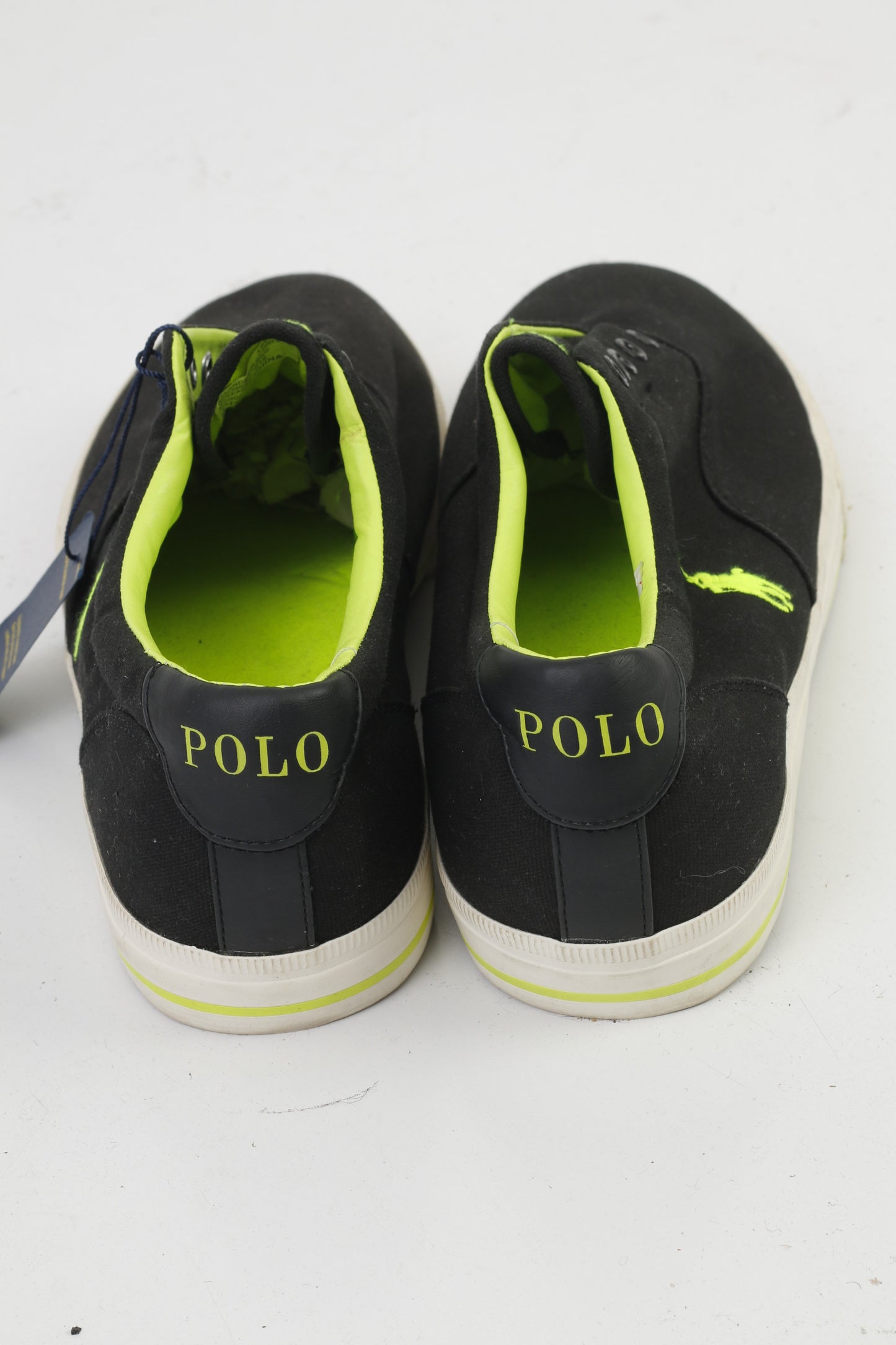 NOUVEAU Polo Ralph Lauren Hommes 15 50 Chaussures Entraînement Noir Sans Lacets Baskets