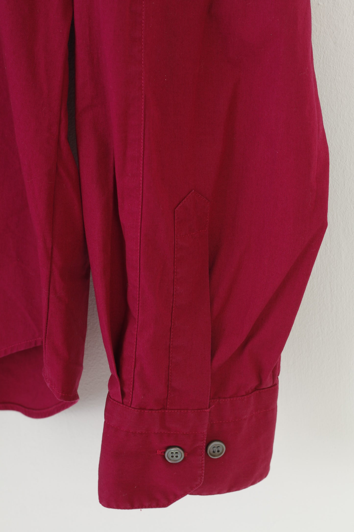 Hugo Boss Men XL Casual Shirt Burgundy Long Sleeve Collar Stretch Cotton Top