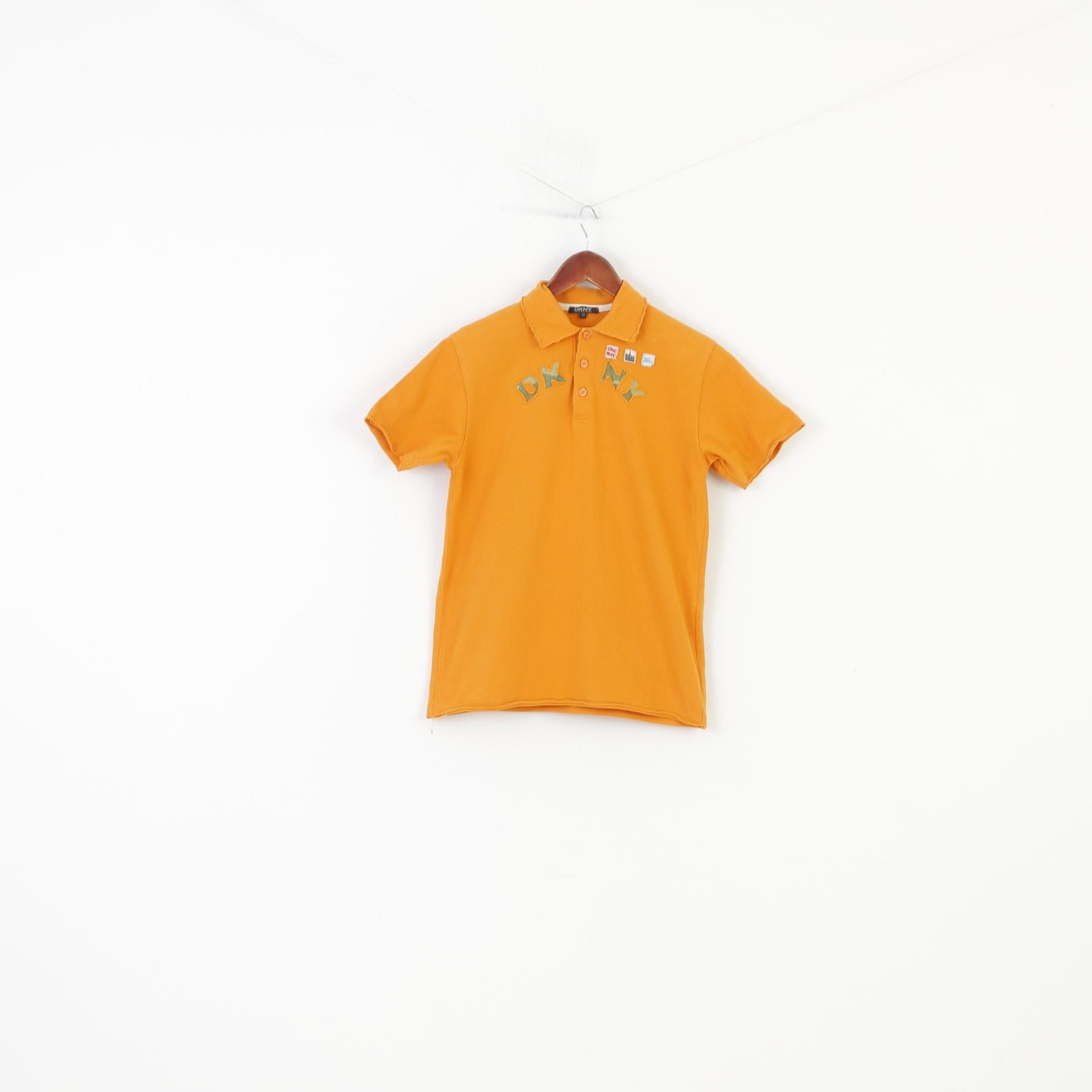 DKNY Men Polo Shirt 12 M Polo Shirt Orange Short Sleeve Cotton Top