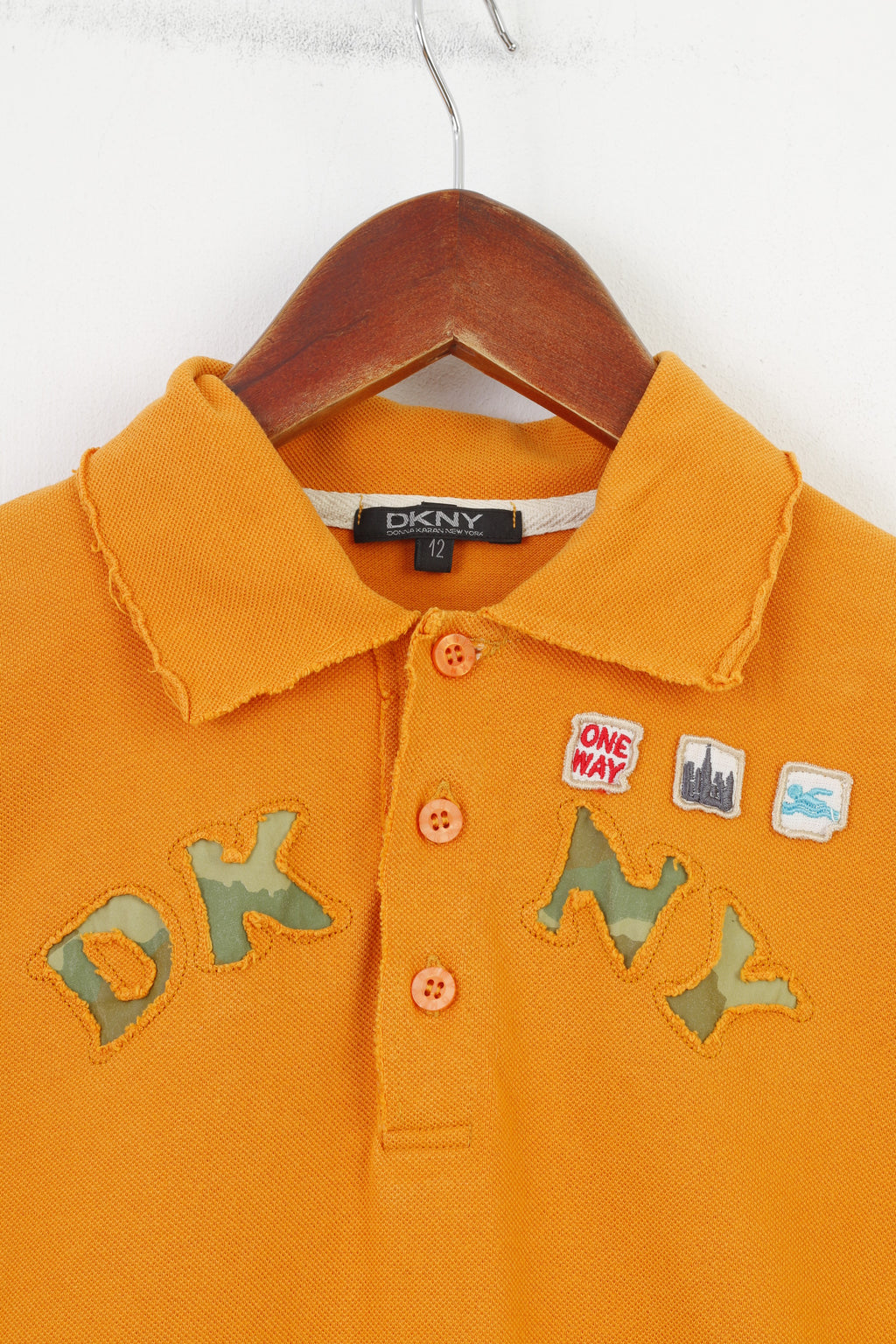 DKNY Men Polo Shirt 12 M Polo Shirt Orange Short Sleeve Cotton Top