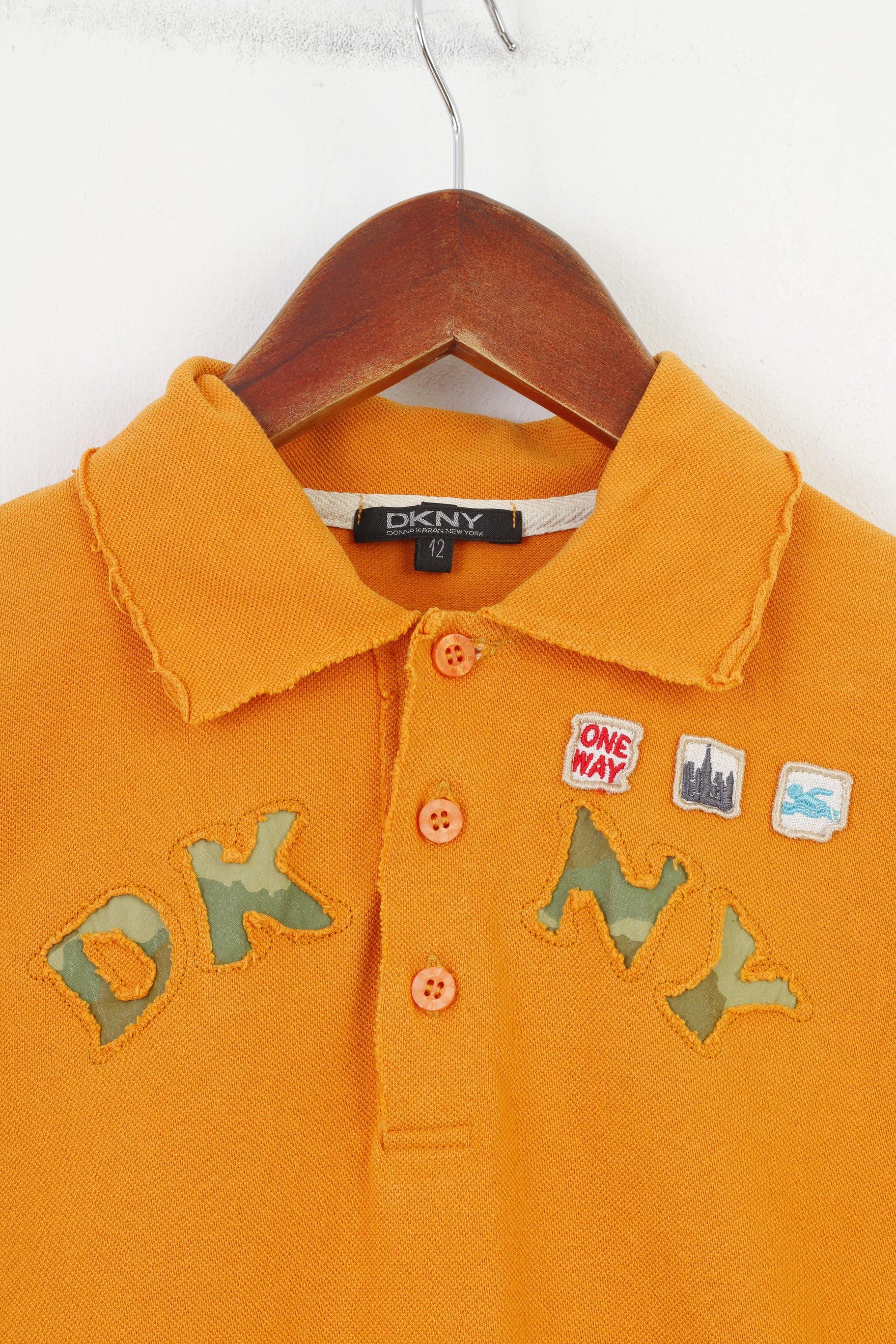 DKNY Men Polo Shirt 12 M Polo Shirt Orange Short Sleeve Cotton Top