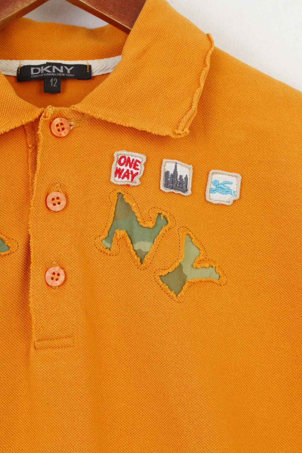 DKNY Men Polo Shirt 12 M Polo Shirt Orange Short Sleeve Cotton Top