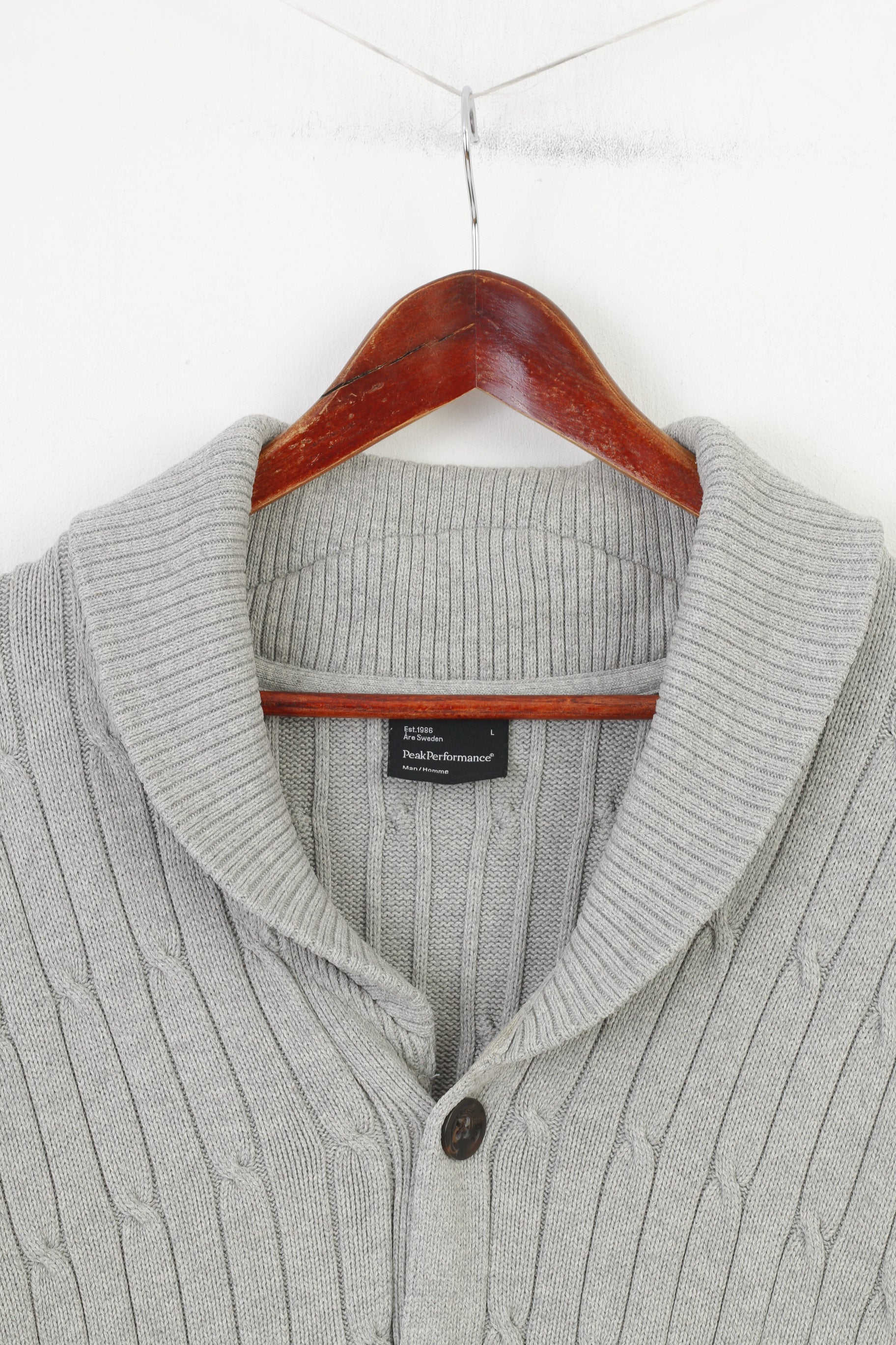 Peak Performance Men L Sweater Bottoms Grey Cotton Classic Vintage Jumper Top