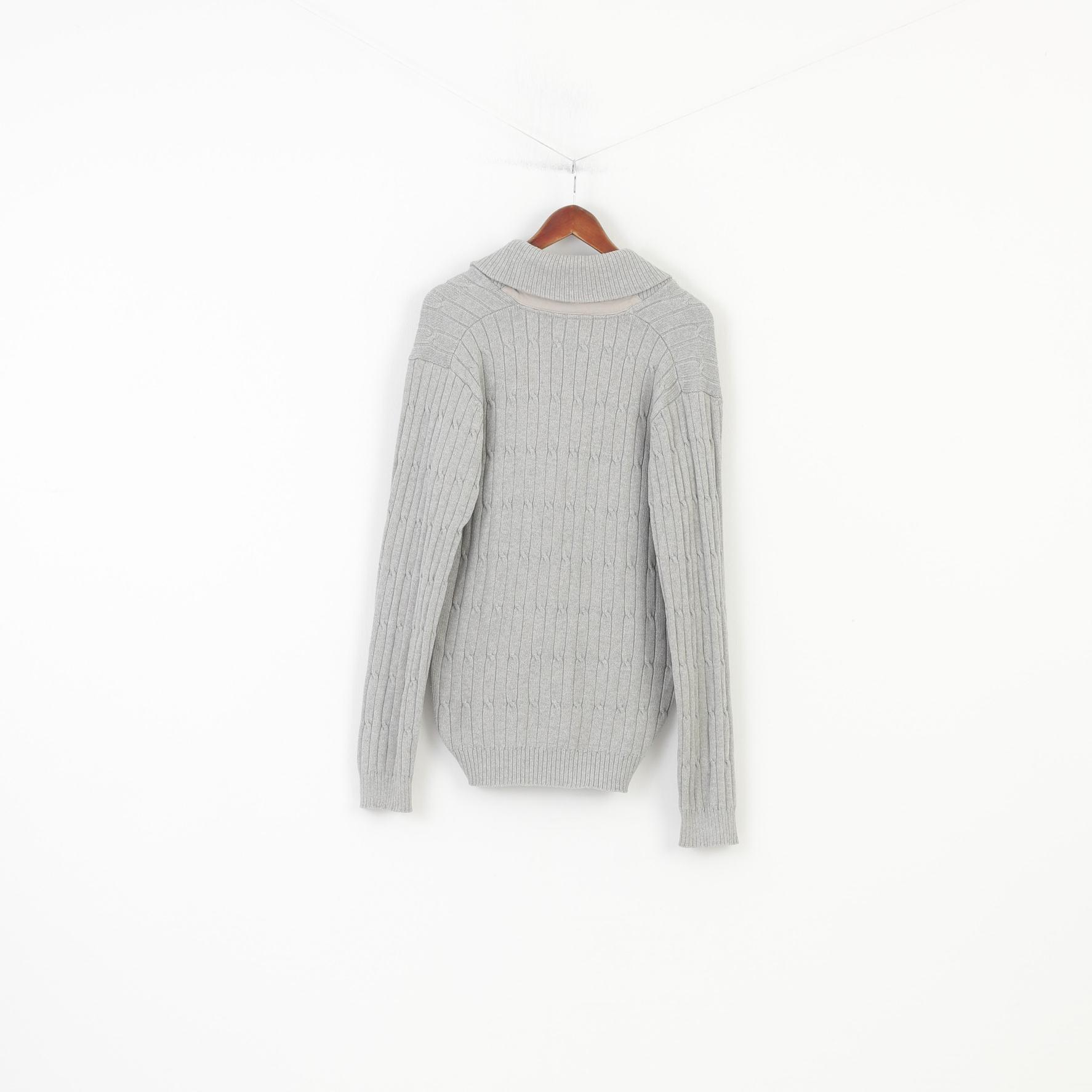 Peak Performance Uomo L Maglione Pantaloni Top in maglione vintage classico in cotone grigio
