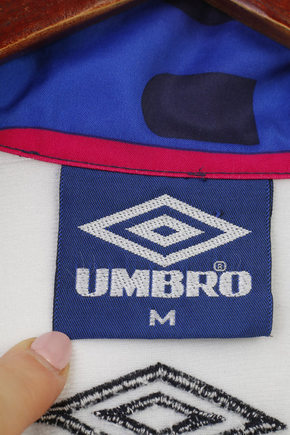 Umbro Men M Sweatshirt Full Zipper Navy Vintage Collar Geometric Print Oversize Top