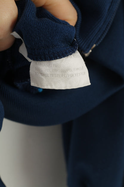 Umbro Men M Sweatshirt Full Zipper Navy Vintage Collar Geometric Print Oversize Top