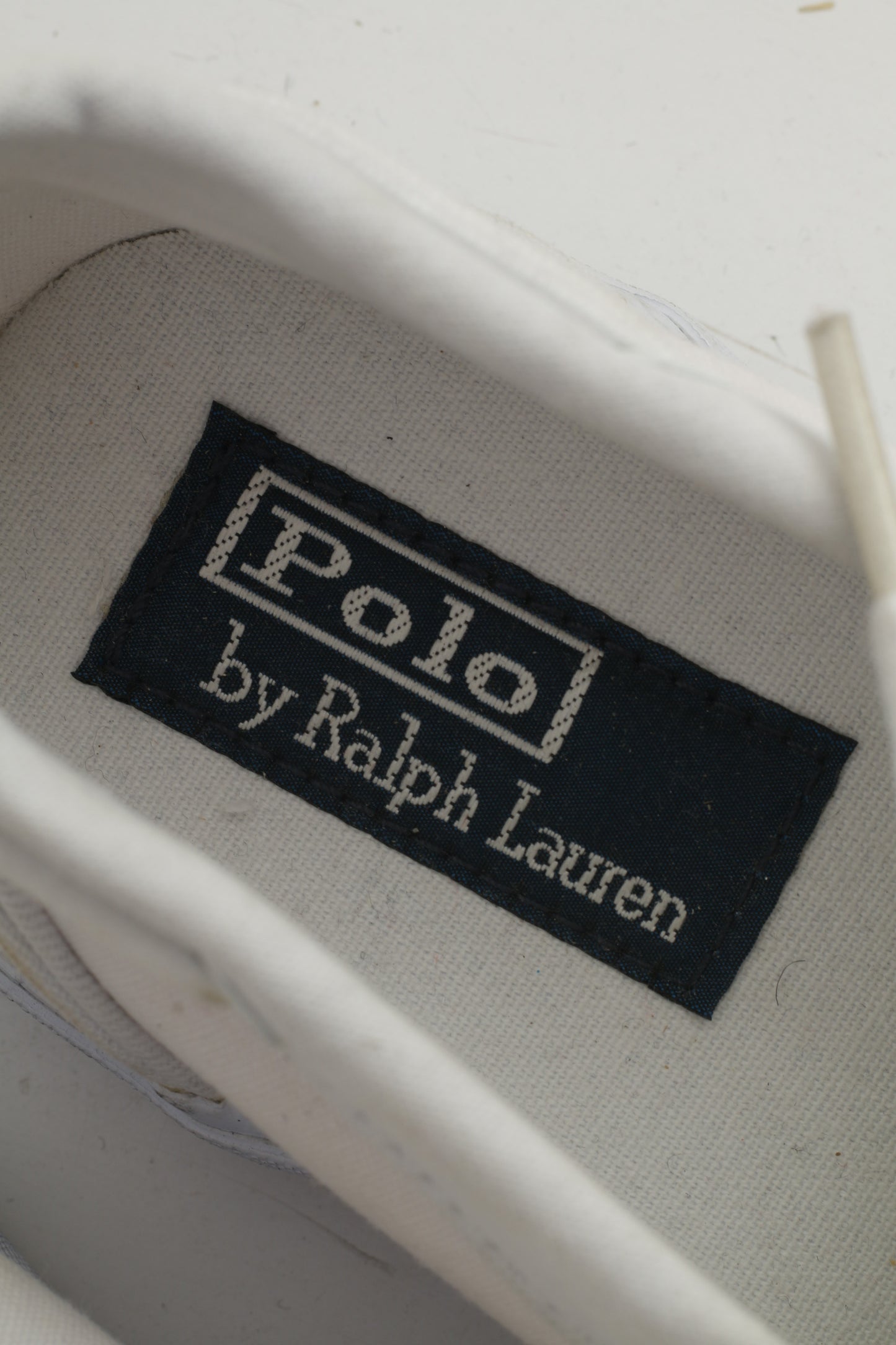 Polo by Ralph Lauren Hommes 8.5 43 Chaussures Blanc Coton Baskets Lacets