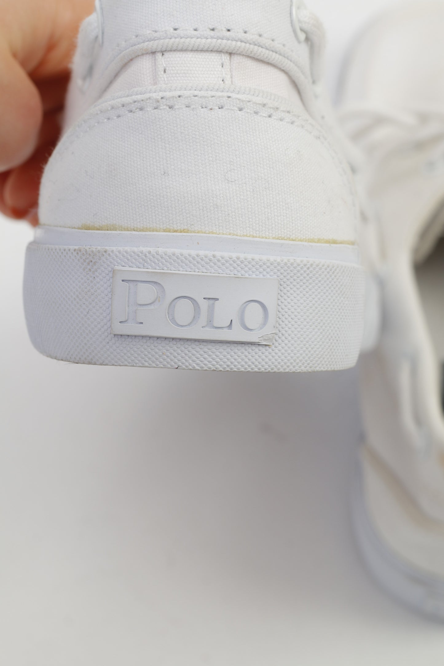 Polo by Ralph Lauren Hommes 8.5 43 Chaussures Blanc Coton Baskets Lacets