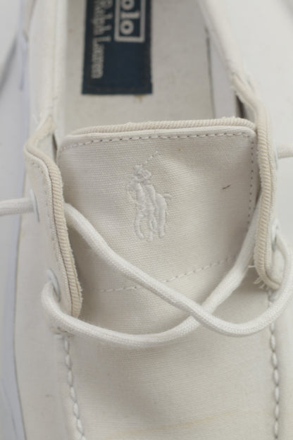 Polo by Ralph Lauren Hommes 8.5 43 Chaussures Blanc Coton Baskets Lacets