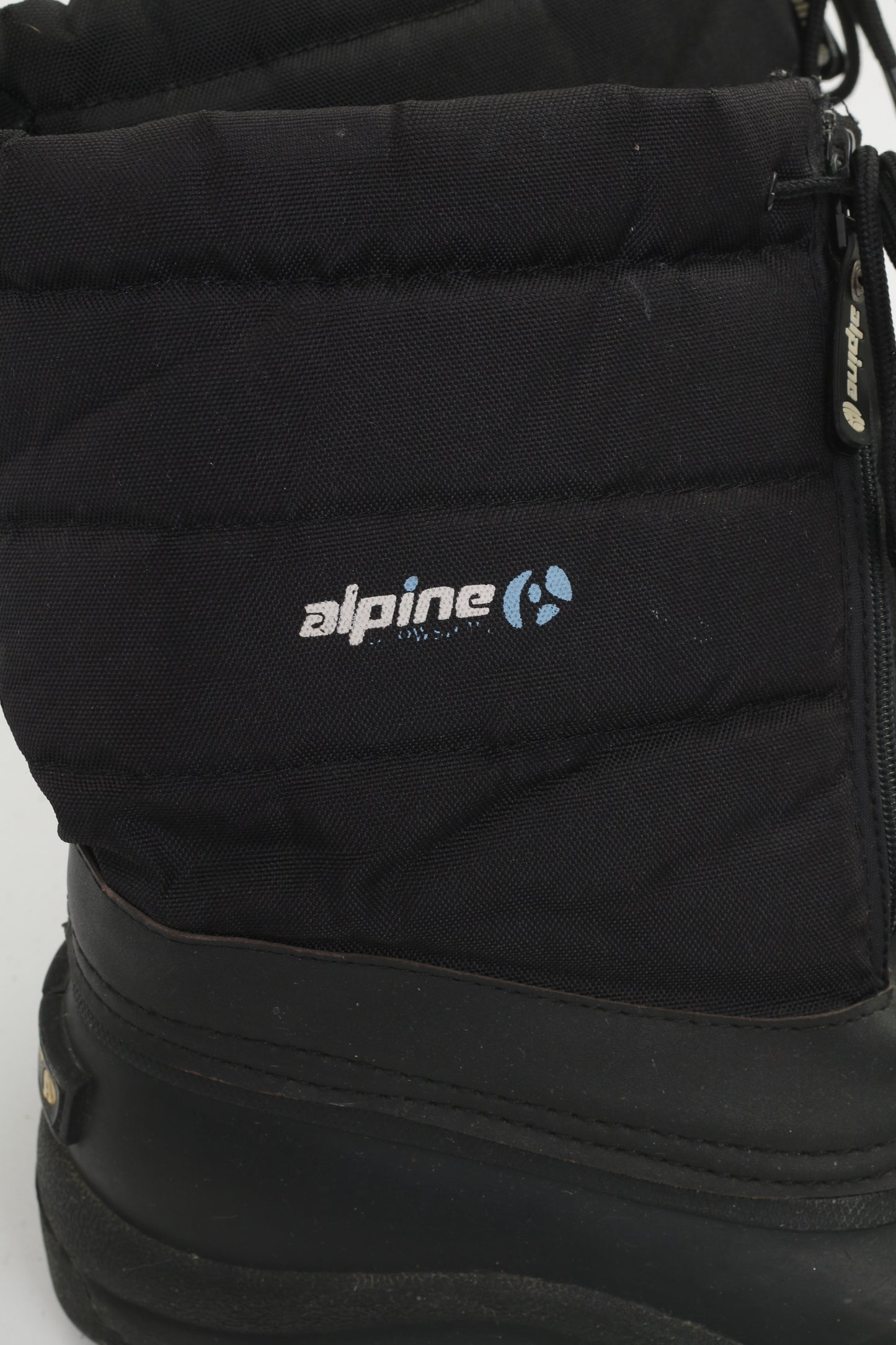 Alpine Men 10 44 Bottes d'hiver noires rembourrées et imperméables avec fermeture éclair pour sports de neige