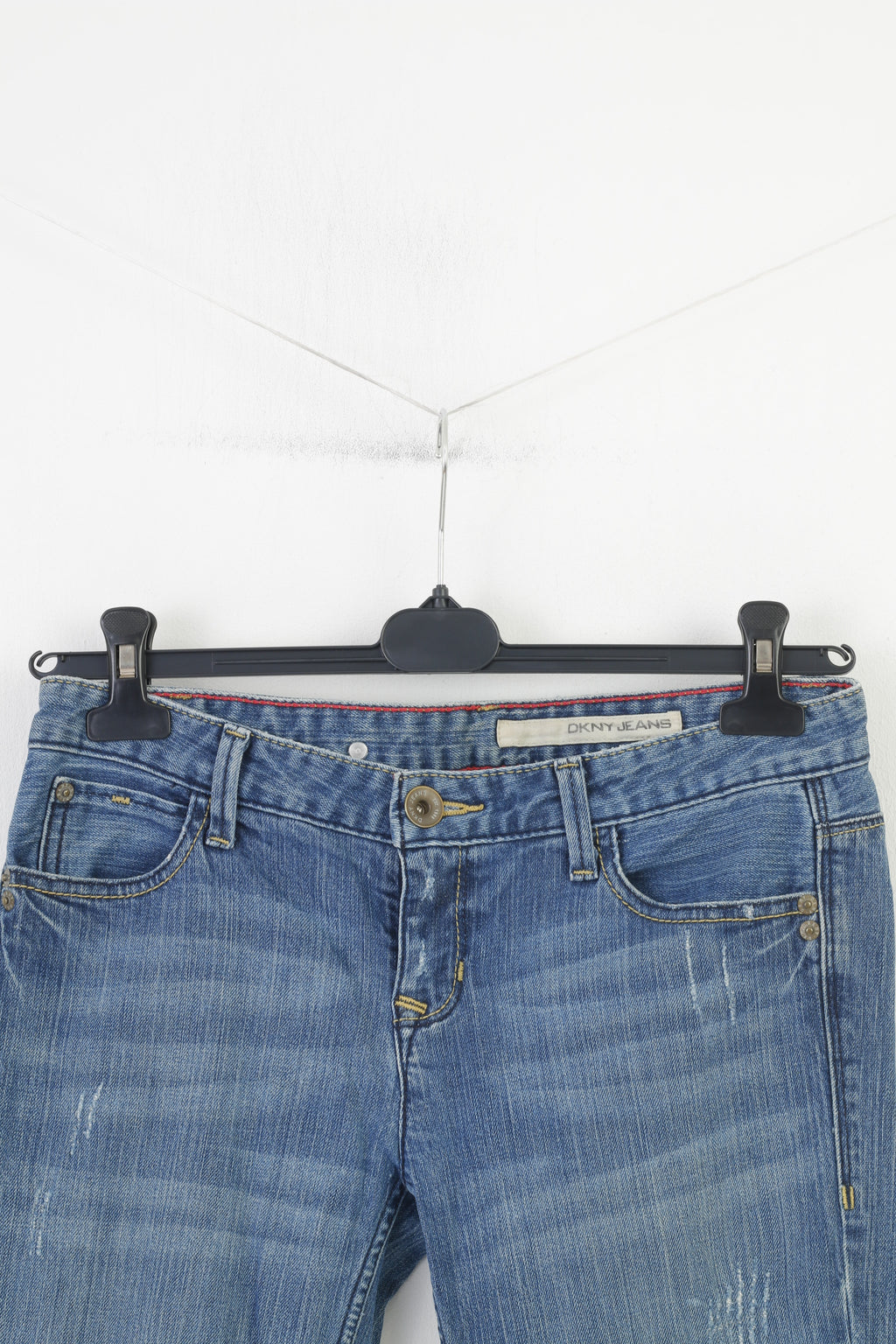 DKNY Men 28 Trousers Blue Cotton Jeans Elastan Low Waist VIntage Pants