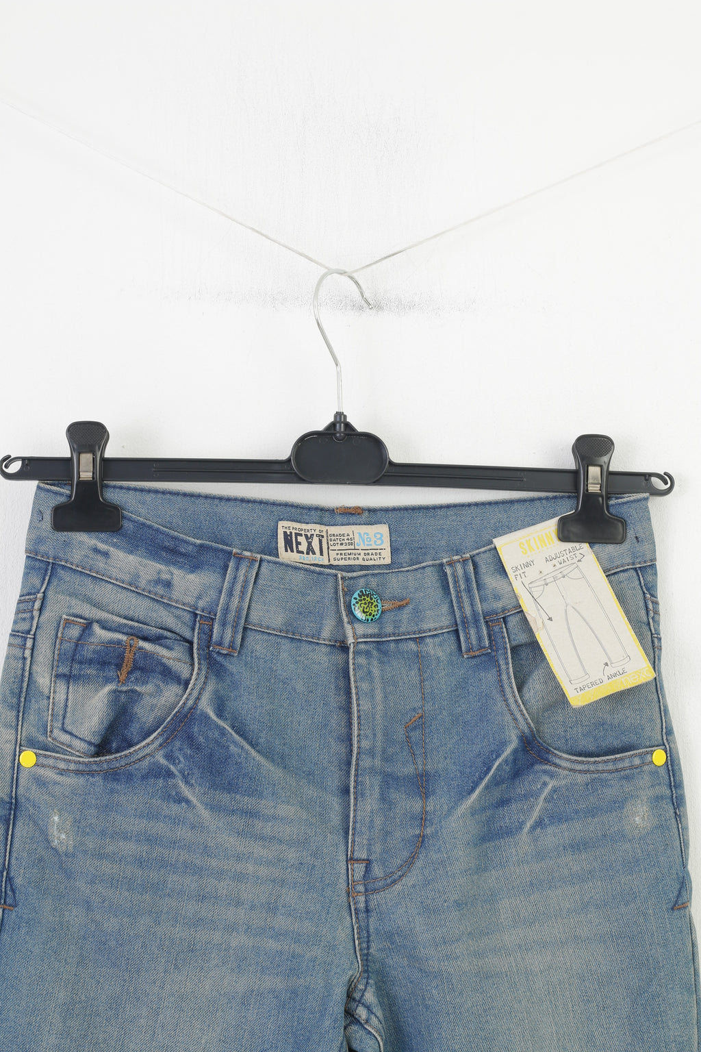 NEW Next Girls 12 Age 152 Trousers Denim Jeans Skinny Cotton High Waist Pants