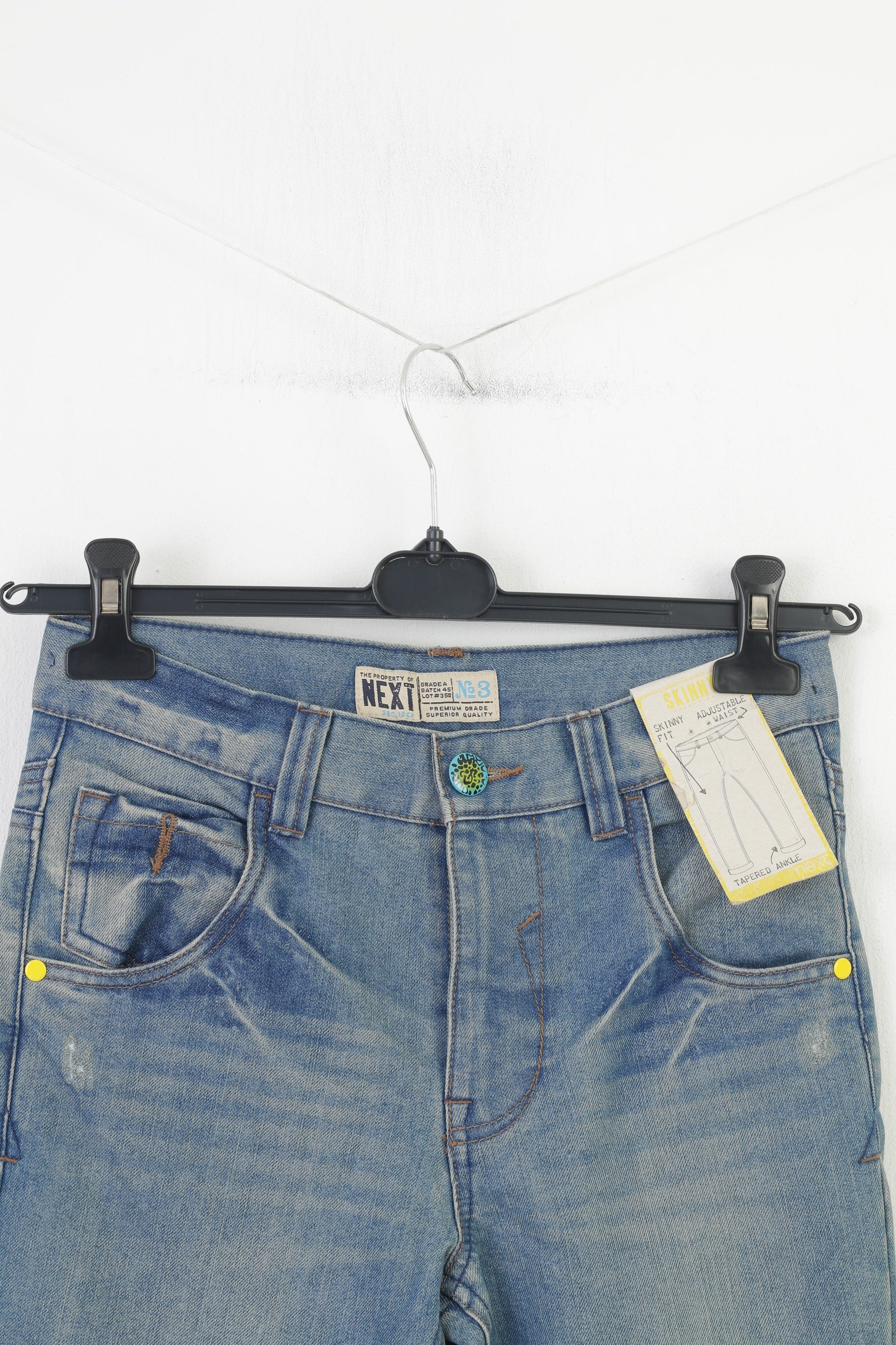 NEW Next Girls 12 Age 152 Trousers Denim Jeans Skinny Cotton High Waist Pants