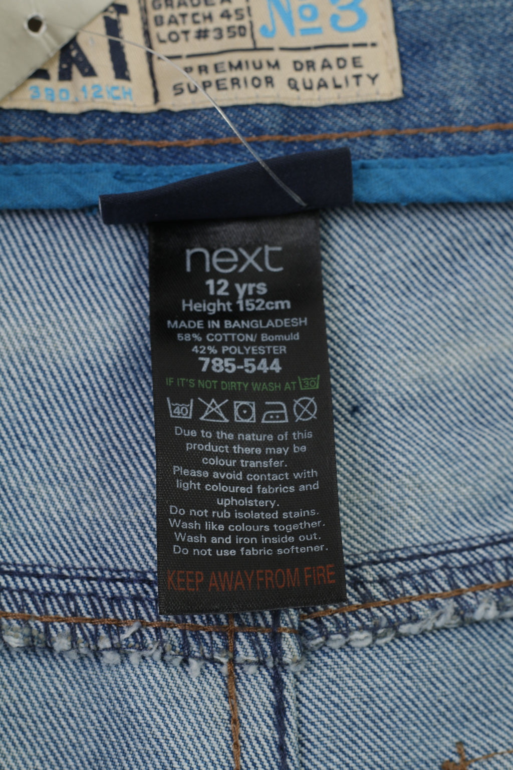 NEW Next Girls 12 Age 152 Trousers Denim Jeans Skinny Cotton High Waist Pants