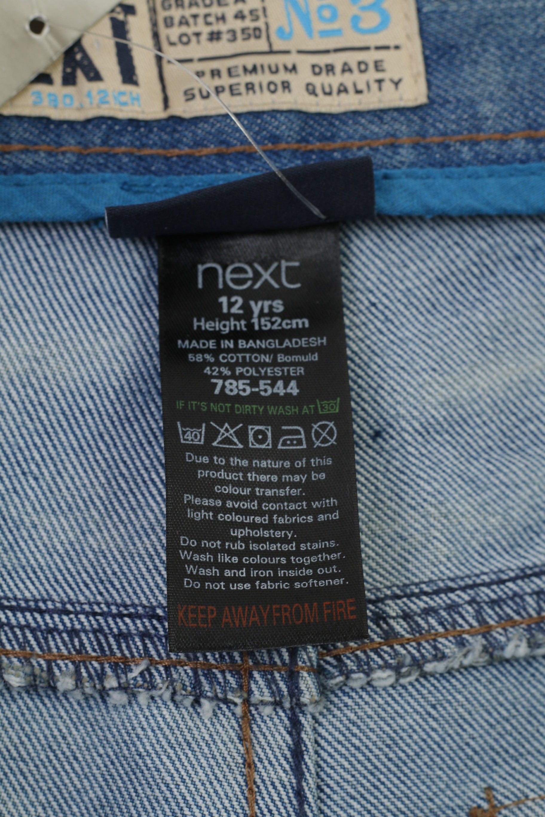 NEW Next Girls 12 Age 152 Trousers Denim Jeans Skinny Cotton High Waist Pants