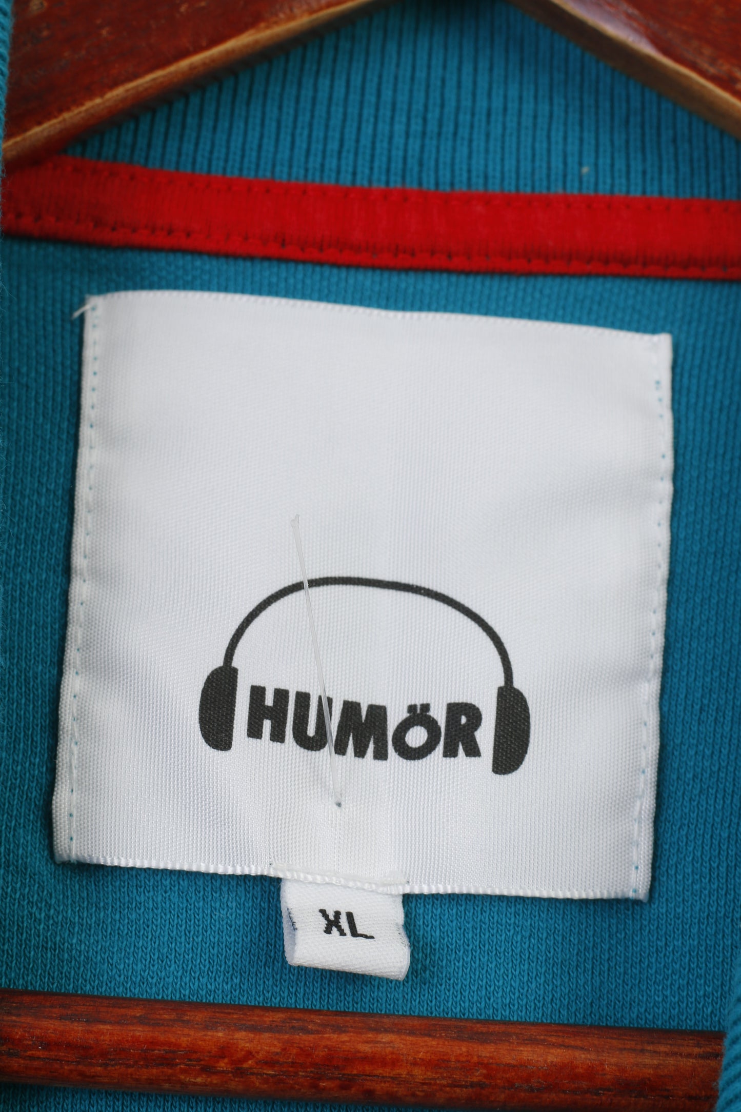 Humor Men XL M Polo Shirt Turquoise Short Sleeve Cotton Summer Vintage Collar Top