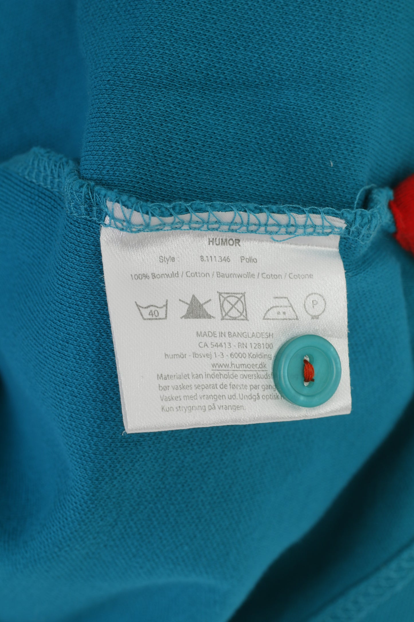 Humor Men XL M Polo Shirt Turquoise Short Sleeve Cotton Summer Vintage Collar Top