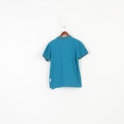 Humor Men XL M Polo Shirt Turquoise Short Sleeve Cotton Summer Vintage Collar Top