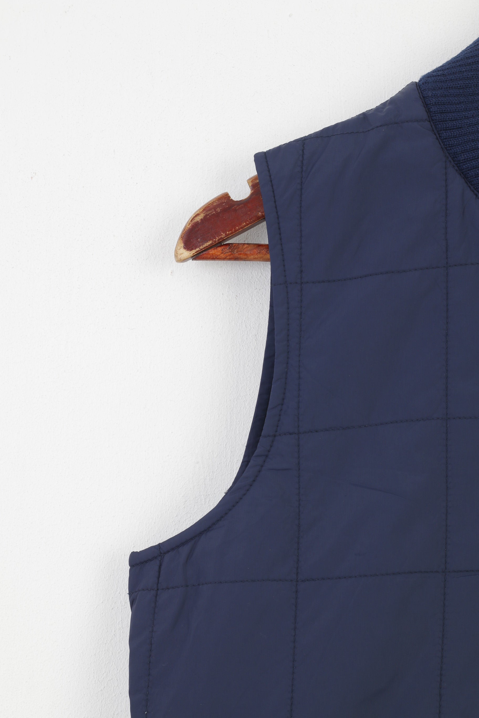 Gant Women M Vest Navy Full Zipper Bodywarmer Lightweight Collar Sleeveless Vintage Top