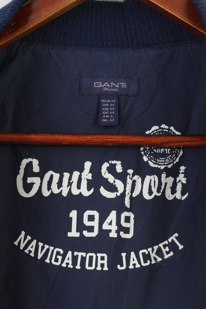 Gant Women M Vest Navy Full Zipper Bodywarmer Lightweight Collar Sleeveless Vintage Top