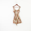 Evie Collection Women 12 40 M  Dress Tank Top Checkered  Brown Mini Cotton Sleeveless 